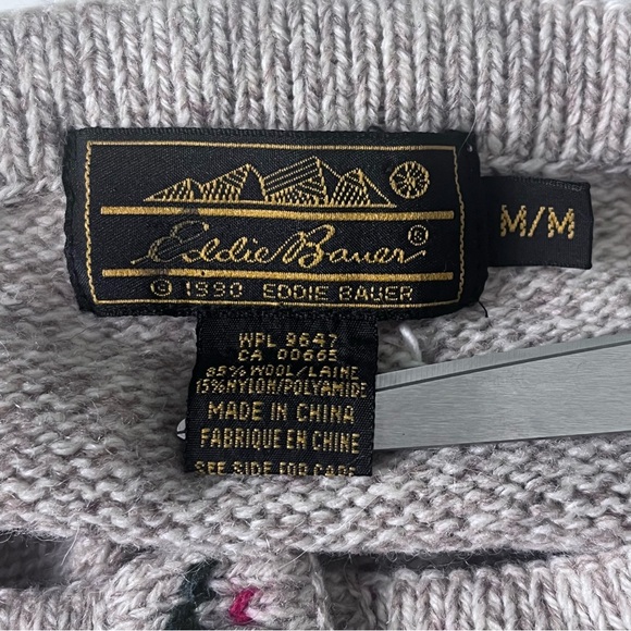 Vintage Eddie Bauer Wool Cardigan Sweater Women Medium Grey Cottagecore Grandma - Picture 6 of 12